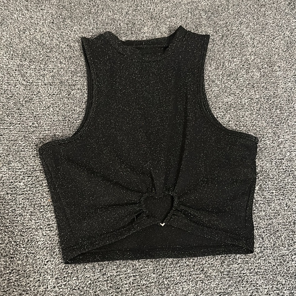Glitter Black Heart Crop Top